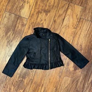 2T Limited Too Faux Leather Moto Jacket - black with gold hearts